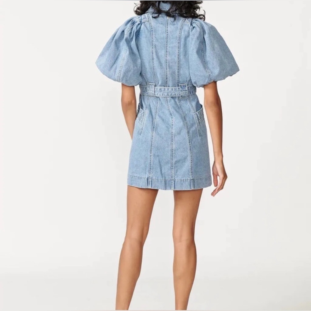 Aureta Studio Free People Celia Blue Puff Sleeve Denim Mini Dress